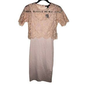 Forever 21 Dress Size S NEW Lace Top Slip Dress Pink Midi Dress Floral Dance